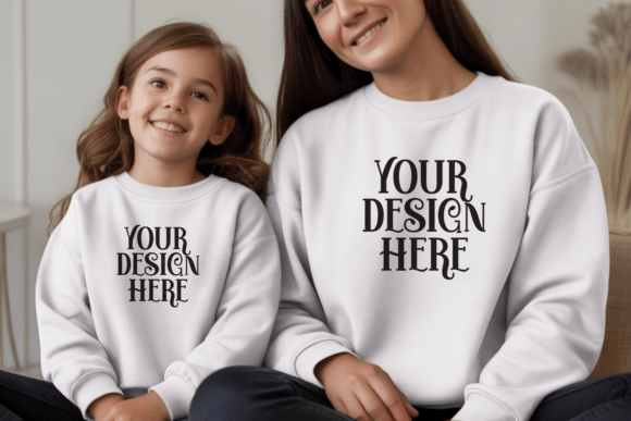 Download Mommy and Me Gildan 18000 Mockup - Mockup Collection