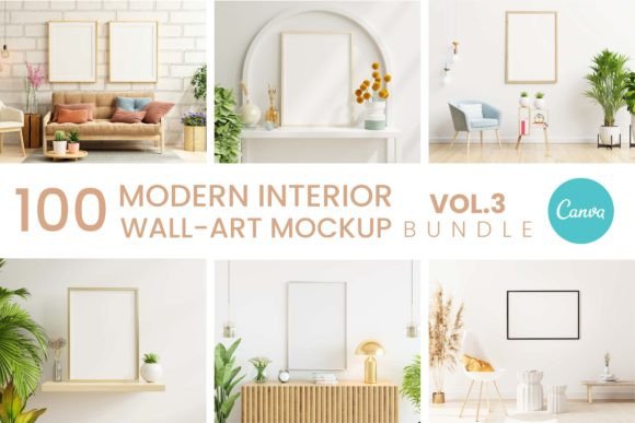 Download 100 Canva Modern Wall Art Mockup Pack P3 - Mockup Collection