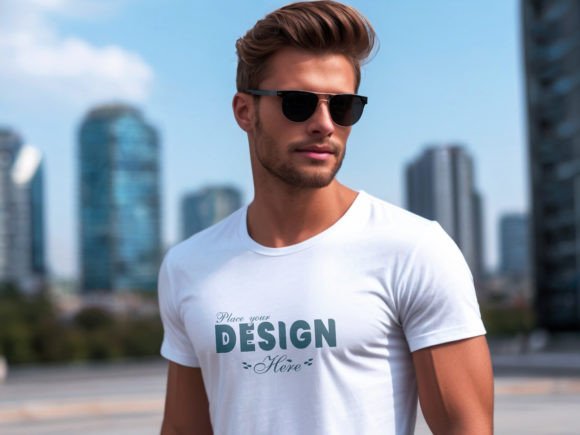 Download Nice Man White T-shirt Mockup Template - Mockup Collection
