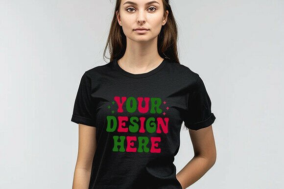 Download Black Friday Women’s TShirt Mockup Black - Mockup Collection
