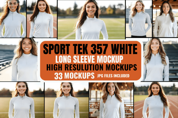 Download Sport Tek 357 White Long Sleeve Mockups - Mockup Collection