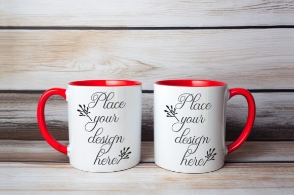 Download 2 Mug Mockup Double Red Accent 11oz Cup - Mockup Collection