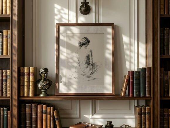 Download Parisian Library Bookcase Frame Mockup - Mockup Collection