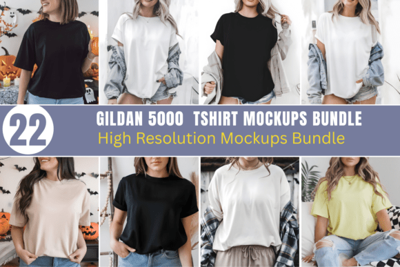 Download Gildan 5000 Tshirt Mockups Bundle - Mockup Collection
