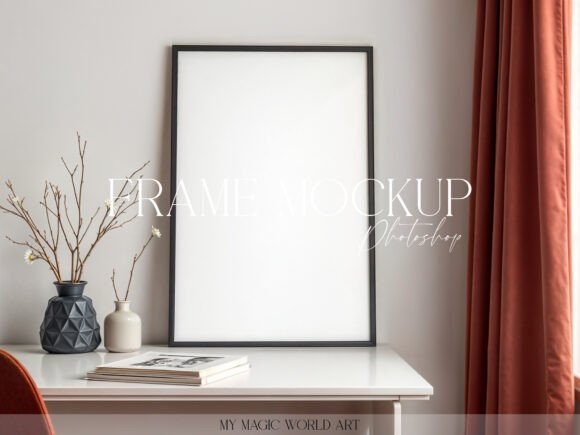 Download Psd Mockup Frame on the Table - Mockup Collection