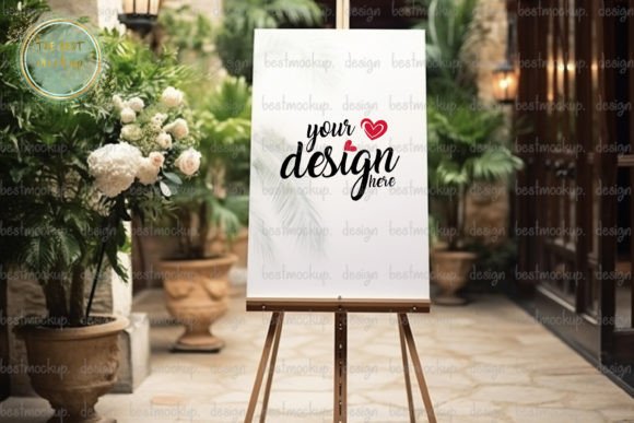 Download Wedding Blank Easel in Garden Mockup - Mockup Collection