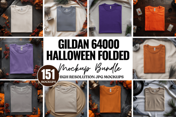 Download Halloween Gildan 64000 Folded Mockup Moc - Mockup Collection