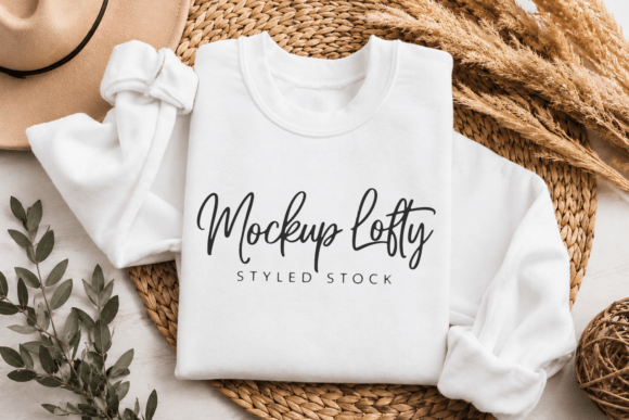Download Gildan 18000 White Flat Lay Mockup - Mockup Collection