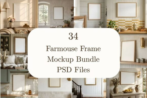 Download 34 Farmhouse Frame Mockup Bundle - Mockup Collection