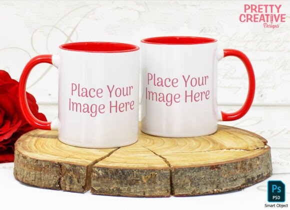 Download Red Handle Twin Mug Smart PSD Mockup - Mockup Collection
