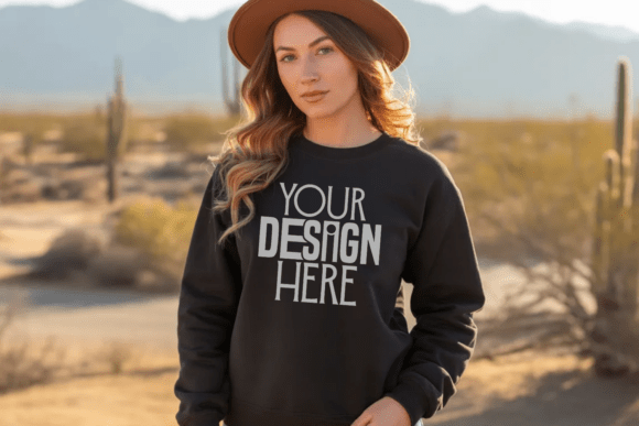 Download Gildan Black Sweatshirt Mockup - Mockup Collection