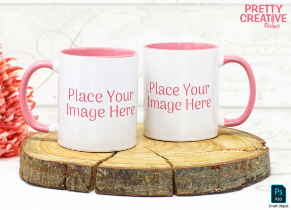 Download Pink Handle Twin Mug Smart PSD Mockup - Mockup Collection