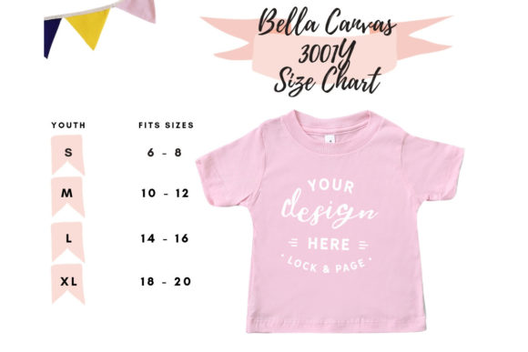 Download Bella Canvas 3001Y Size Chart Mockup - Mockup Collection