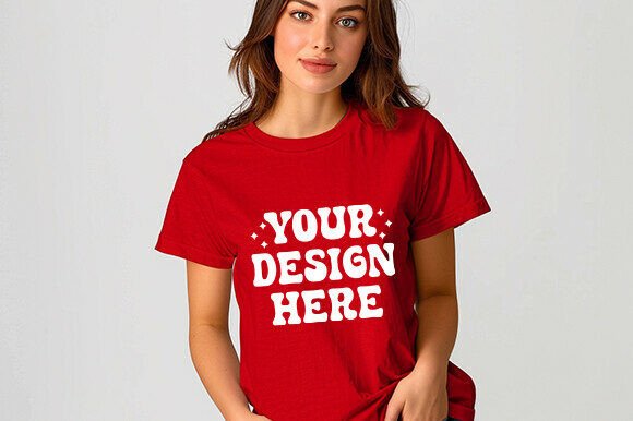 Download Black Friday Women’s TShirt Mockup Red - Mockup Collection