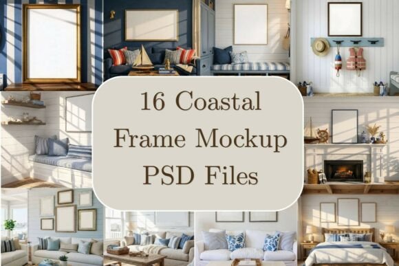 Download 16 Coastal Wood Frame Mockup Bundle - Mockup Collection