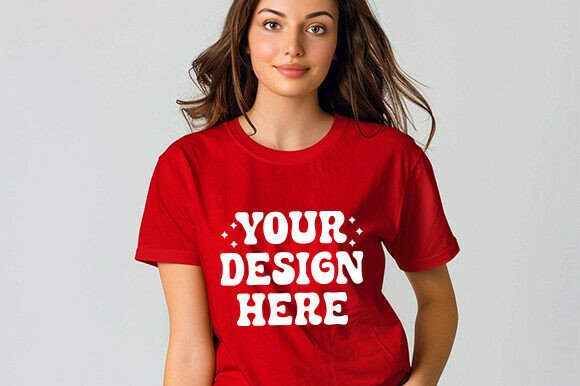 Download Black Friday Women’s TShirt Mockup Red - Mockup Collection
