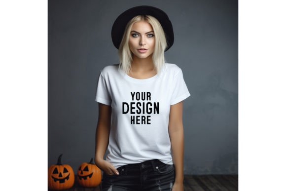 Download Woman Halloween Blank Tshirt Mockup - Mockup Collection