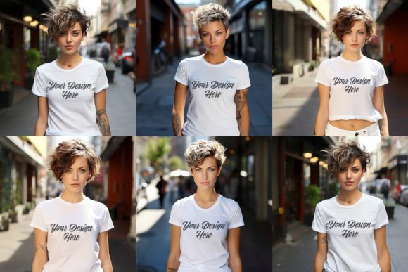 Download Beautiful Woman White T Shirt PSD Mockup - Mockup Collection