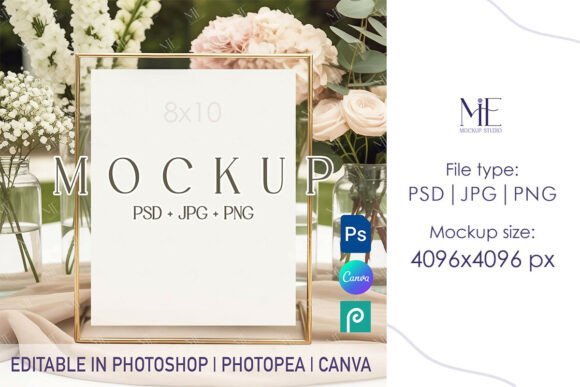Download 8x10 Table Sign Mockup PSD PNG, Wedding - Mockup Collection