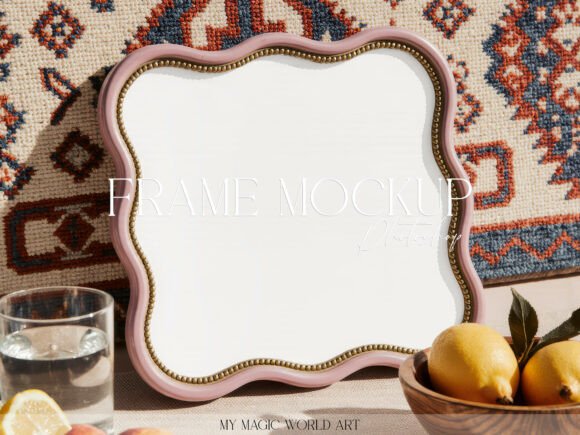 Download Pink Curvy Frame Print Mockup Boho Art - Mockup Collection