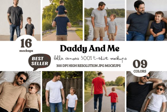 Download Bella Canvas 3001 Daddy and Me Mockups - Mockup Collection