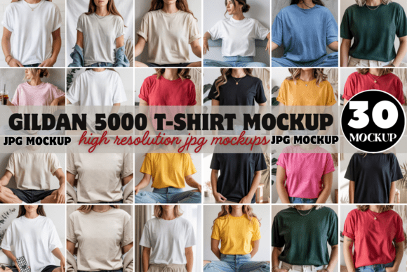 Download Gildan 5000 T-Shirt Mockup Bundle - Mockup Collection