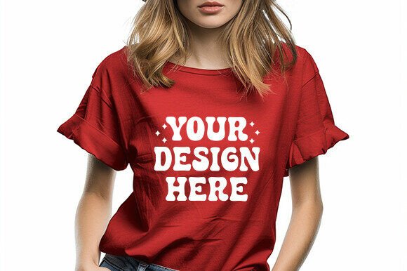 Download Black Friday Women’s TShirt Mockup Red - Mockup Collection