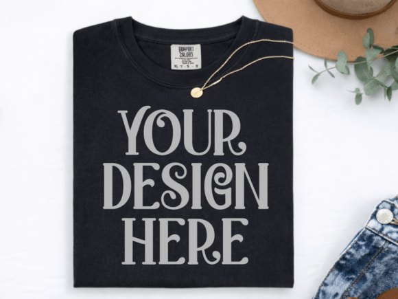 Download Black CC1717 Flat Lay T-shirt Mockup - Mockup Collection