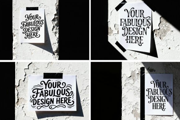 Download Taped Blank Posters Jpg Mockup Set - Mockup Collection
