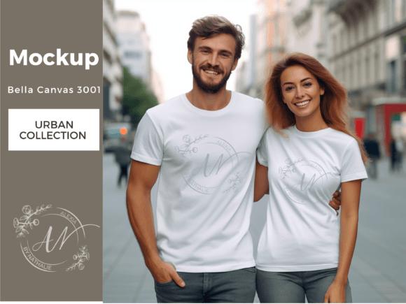 Download Bella Canvas Mockup Couple Match T-shirt - Mockup Collection