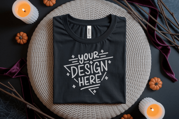 Download BC3001 Black Folded Halloween Mockup 11 - Mockup Collection