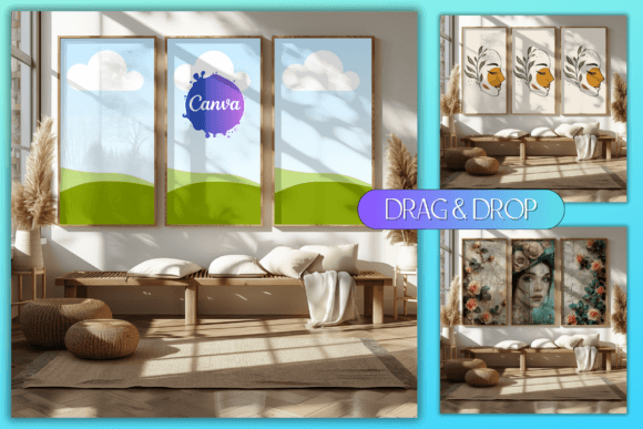 Download Set of 3 Frame Mockup Canva Template - Mockup Collection