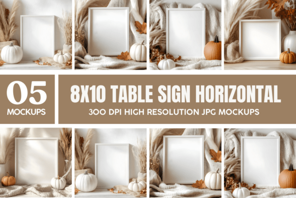 Download 8x10 Table Sign Horizontal Mockup Bundle - Mockup Collection