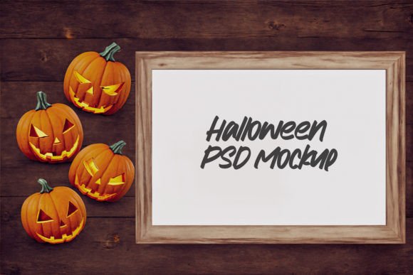 Download Wooden Halloween Frame PSD Mockup - Mockup Collection