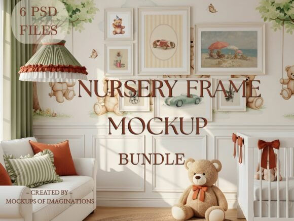 Download Teddy Bear Nursery Frame Mockup Bundle - Mockup Collection