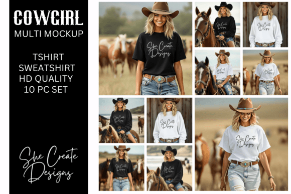 Download Cowgirl Multi Apparel Mockup Bundle - Mockup Collection