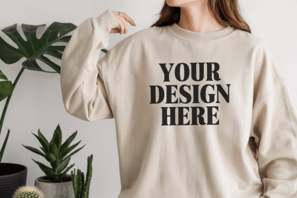 Download Gildan 18000 Sweatshirt Sand Mockup 5 - Mockup Collection