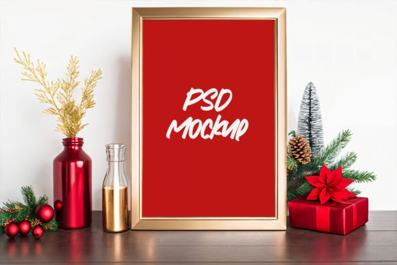 Download Christmas Gold Frame PSD Mockup - Mockup Collection
