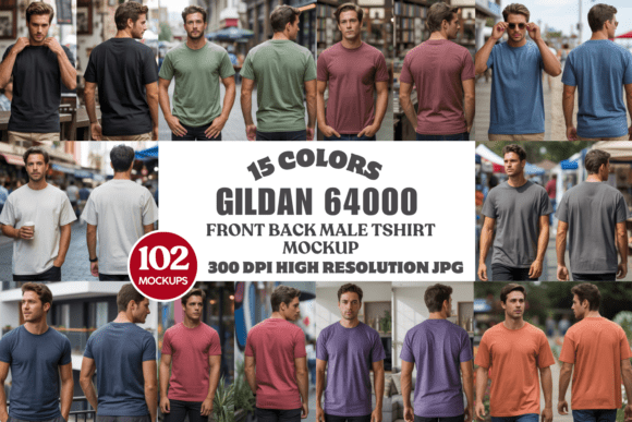 Download Gildan 64000 Front &amp; Back Tshirt Mockups - Mockup Collection