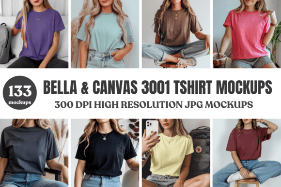 Download Bella &amp; Canvas 3001 TShirt Mockup Bundle - Mockup Collection