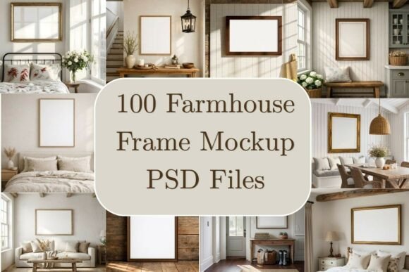 Download 100 Farmhouse Wood Frame Mockup Bundle - Mockup Collection
