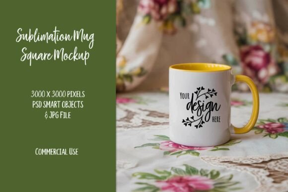Download Yellow Accent Cottagecore Mug Mockup PSD - Mockup Collection