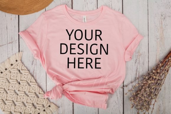 Download Pink Bella Canvas 3001 Tshirt Mockup - Mockup Collection