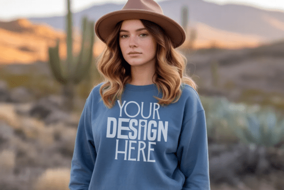 Download Gildan Indigo Blue Sweatshirt Mockup - Mockup Collection