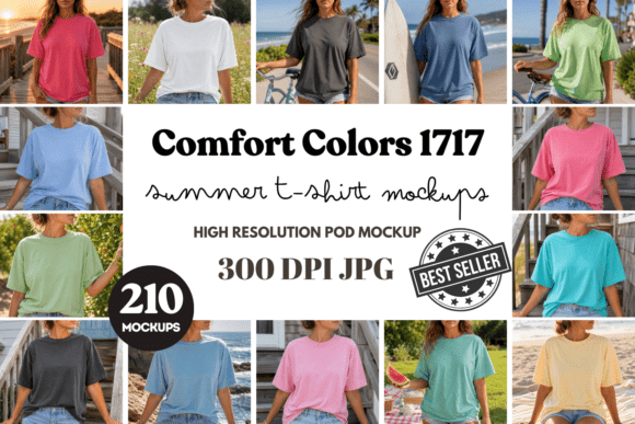 Download Comfort Colors 1717 Summer Mockup Bundle - Mockup Collection