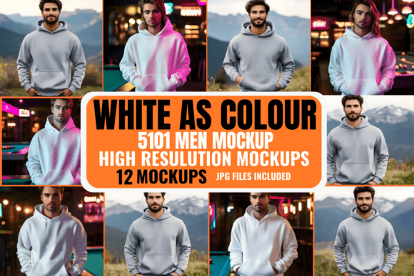 Download White AS Colour 5101 Men Mockups Bundle - Mockup Collection