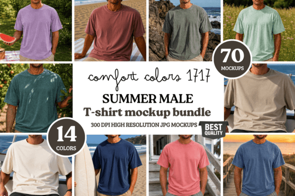 Download Comfort Colors C1717 Summer Male Mockups - Mockup Collection