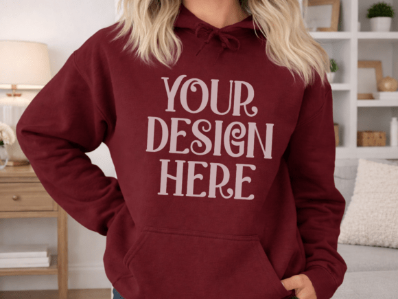 Download Gildan 18500 Maroon Hooded Mockup - Mockup Collection