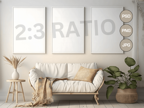 Download Set of 3 Mockup Frames, Boho Style, PSD - Mockup Collection