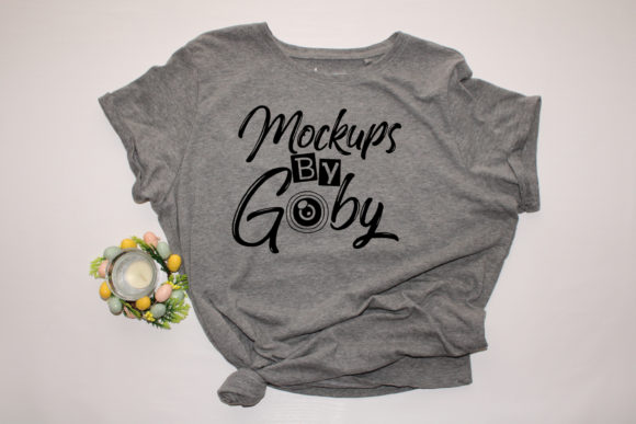 Download Gray T-shirt Mockup, Candle Holder - Mockup Collection